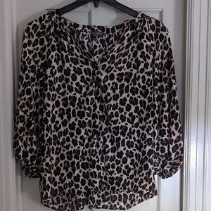 Vince Camuto Black and White Animal Print Blouse